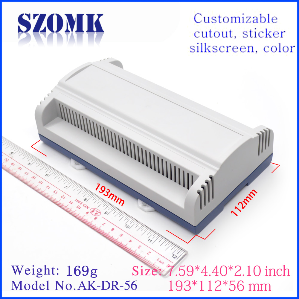 SZOMK high quality plastic box din rail electronic enclosure controller casing/107*112*56mm/AK-DR-56