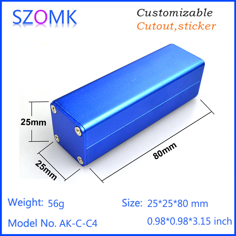 blue portable power supply aluminum control boxes for pcb AK-C-C4 25 * 25 * 80mm