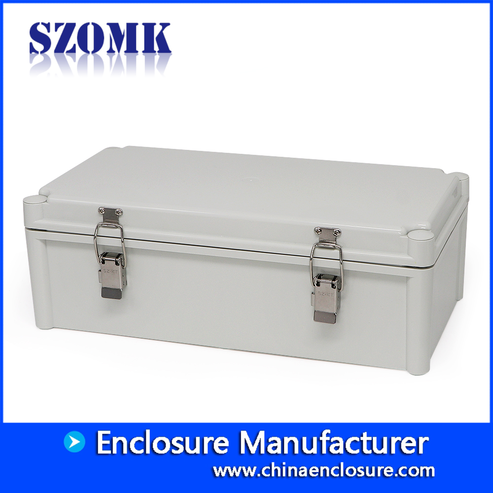 铰接式IP65防风雨电子外壳盒szomk abs塑料防水接线盒380 * 190 * 130mm AK-02-22T-JK电子仪器外壳的防风雨设备箱