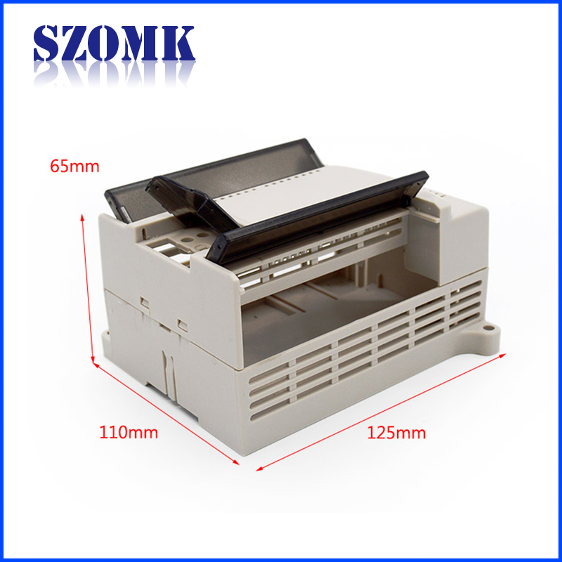 Guangdong high quality 125X110X65mm abs plastic for electronics PLC din rail enclosure supply/AK-DR-17