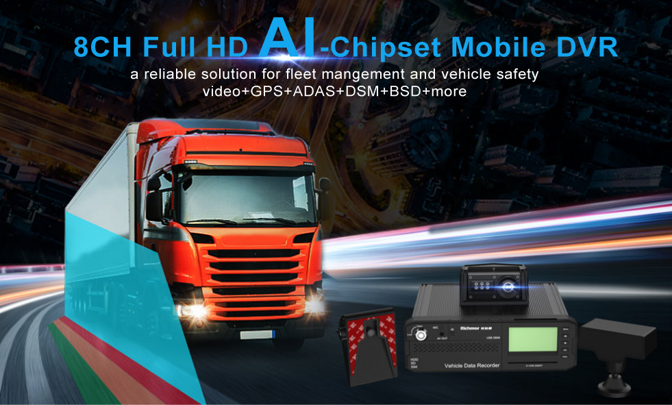 ADAS DSM BSD dvr mobile 8 canali 1080P h265 hard disk MDVR