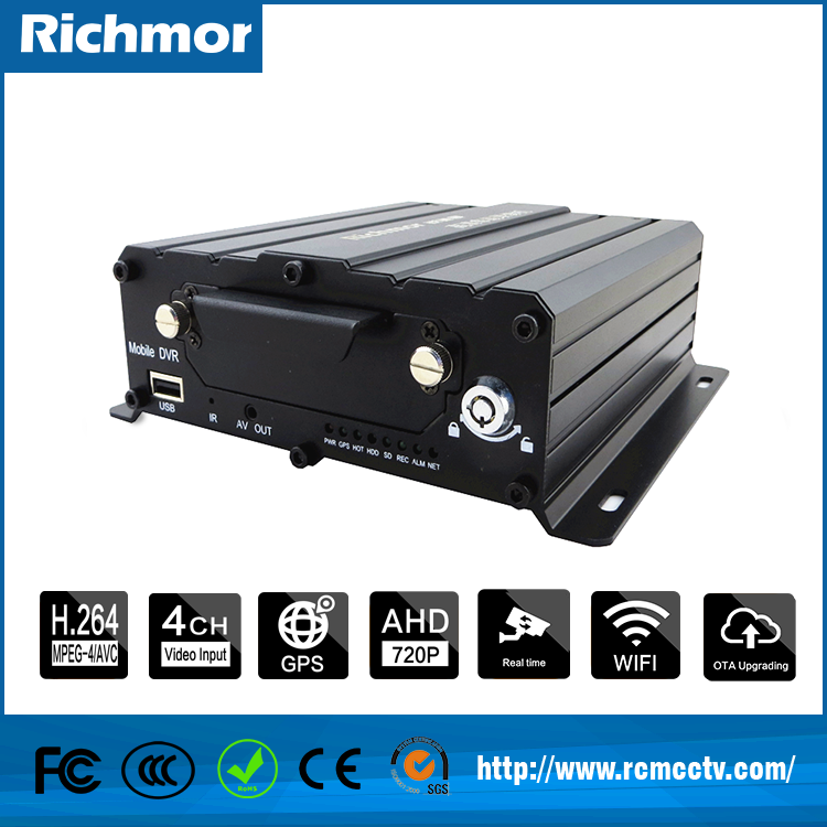 CMS server 4CH AHD mobile dvr support gps track for vehicle with hdd slot up to 2TB