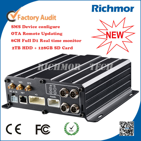 RICHMOR 8 CHANNEL 4G FULL D1 2TB+128GB HDD Mobile DVR WITH 3G/4G WIFI GPS