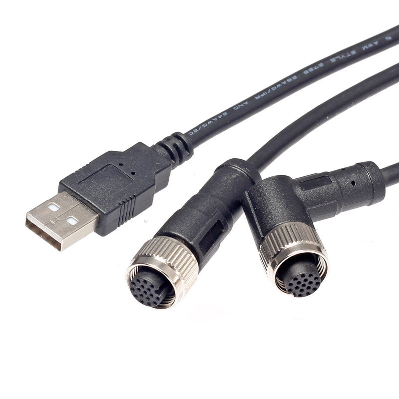 2 mètres, noir, PVC, M8, M12, mâle, 4 5, câbles, câbles USB