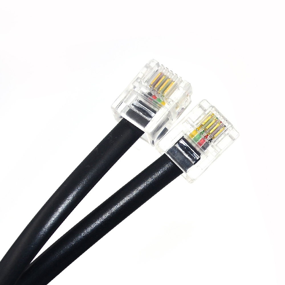 28 AWG 4-adriger Stecker rj11 6p4c Modularstecker Telefonkabel schwarz 2 M