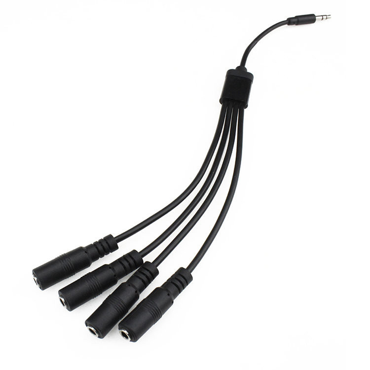 3-rdzeniowy 3,5 mm gniazdo słuchawek stereo Audio Y Splitter 1 męski na 4 żeński kabel