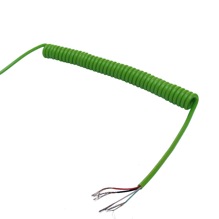 4 adern schwarz rot gelb grün usb c gewickelte ladekabel 2 m