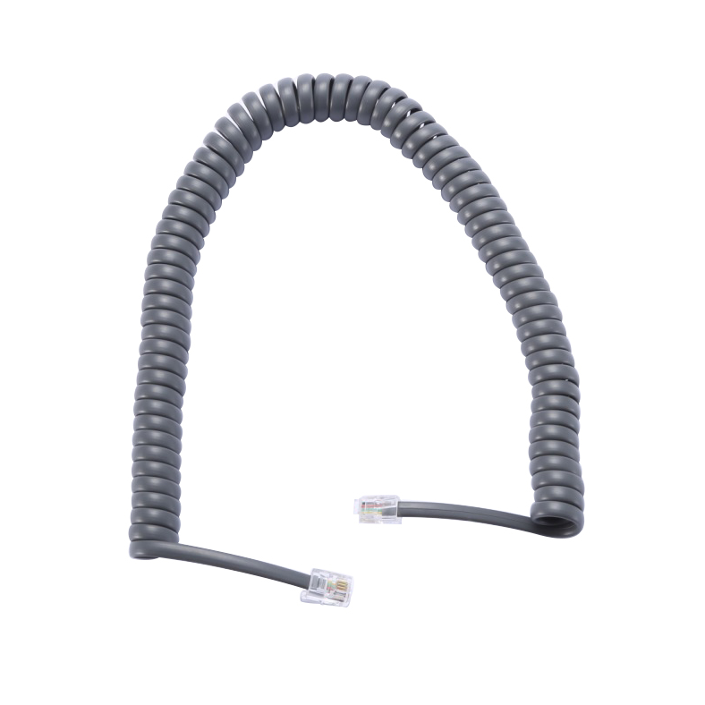Black,Grey and Custom color RJ9 RJ10 RJ11 RJ12 6P6C telephone hanset curly coiled spiral patch cord cables