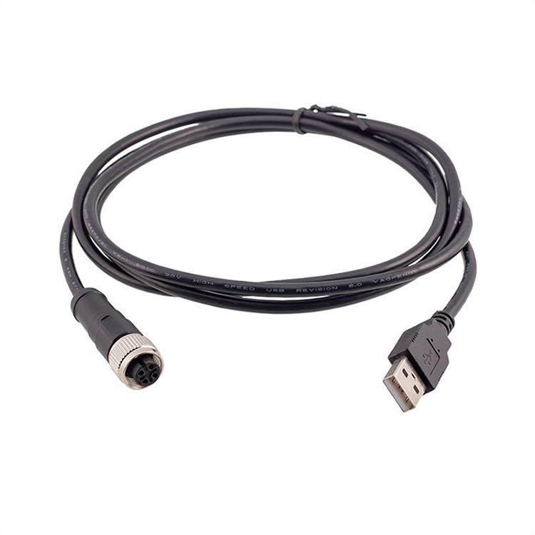 Schwarzes PVC PUR M12 männlich weiblich 4 5 Pin auf USB-Kabel