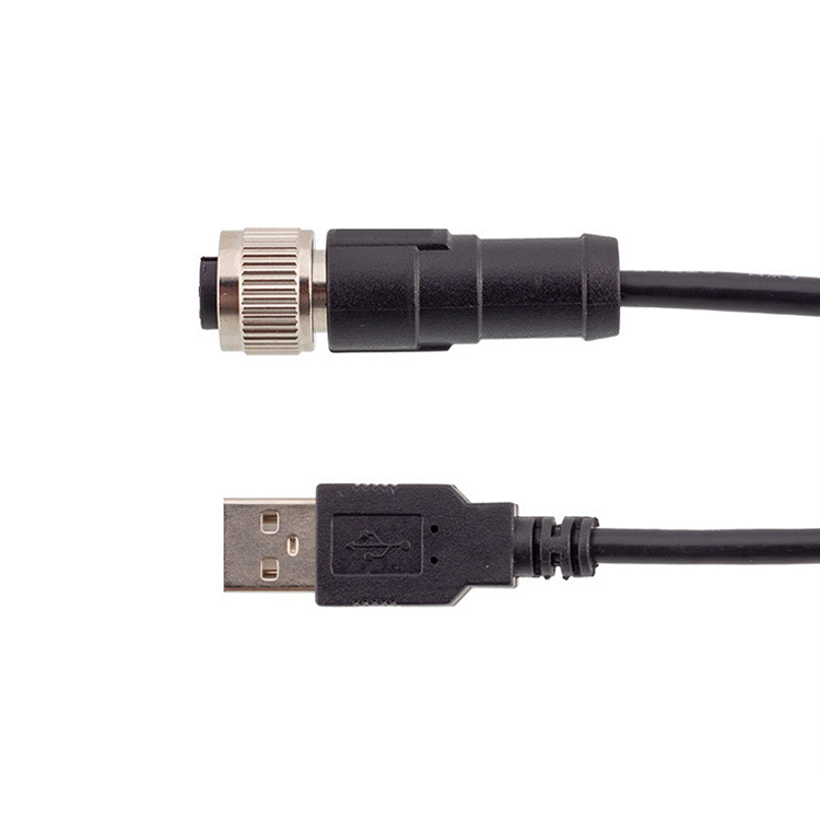Schwarzes PVC PUR M12 männlich weiblich 4 5 Pin auf USB-Kabel
