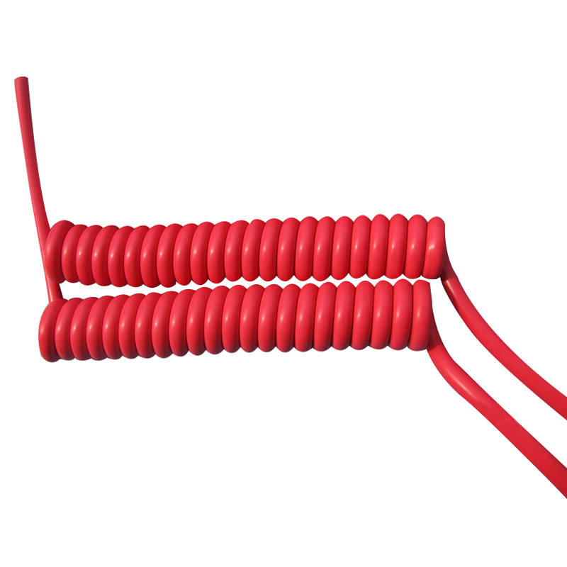 Fabricado en China Cable espiral rojo de 5 núcleos 5 mm de diámetro longitud de estiramiento 2 M