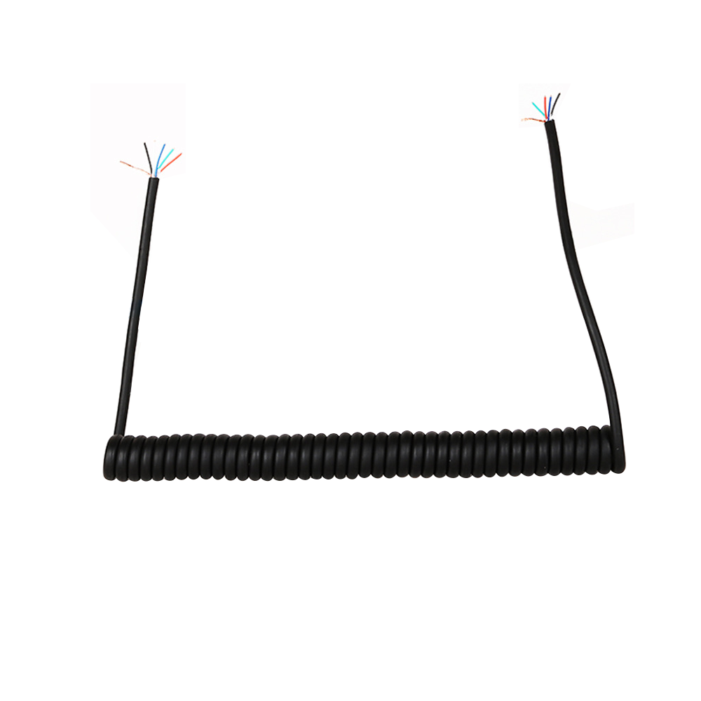 La gaine de TPU de câble d'enroulement de spirale rétractable faite sur commande d'unité centrale a enroulé des câbles de cuivre de puissance de ressort électrique multicoeur