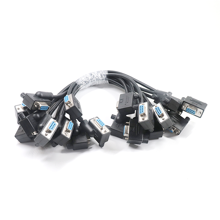 Cable DSUB de 9 pines en ángulo izquierdo personalizado a cable DSUB de 9 pines en ángulo recto