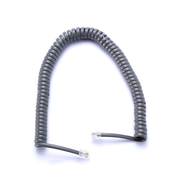 Kundenspezifische kristall stecker telefon spule kabel 6P6C 6P4C 4P4C pvc pur pu schwarz