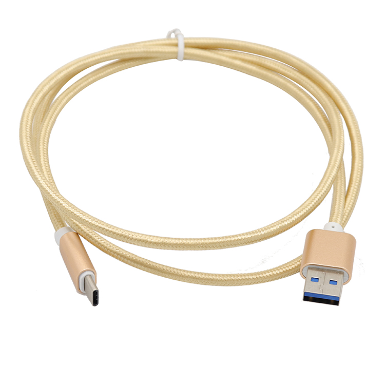Venta caliente de nylon trenzado de alta velocidad usb 2.0 tipo c datos cable de carga