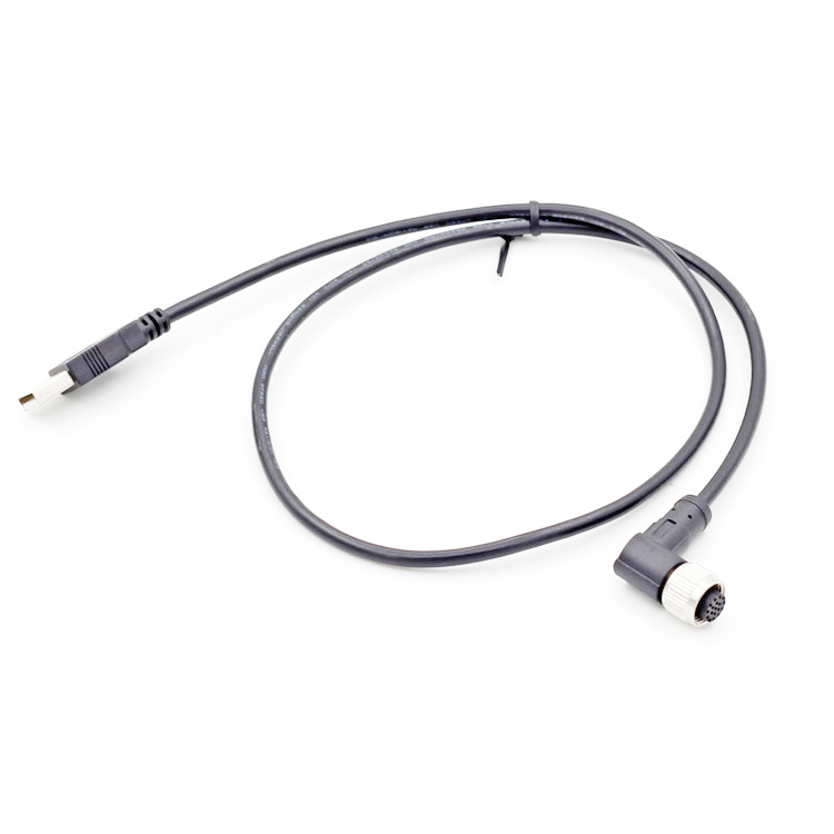 M12 17 pin female right angle plug to A male usb connector cable