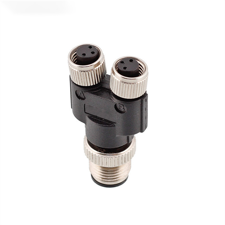 M12 3 pines macho a M8 dos 3 polos hembra Y conector adaptador