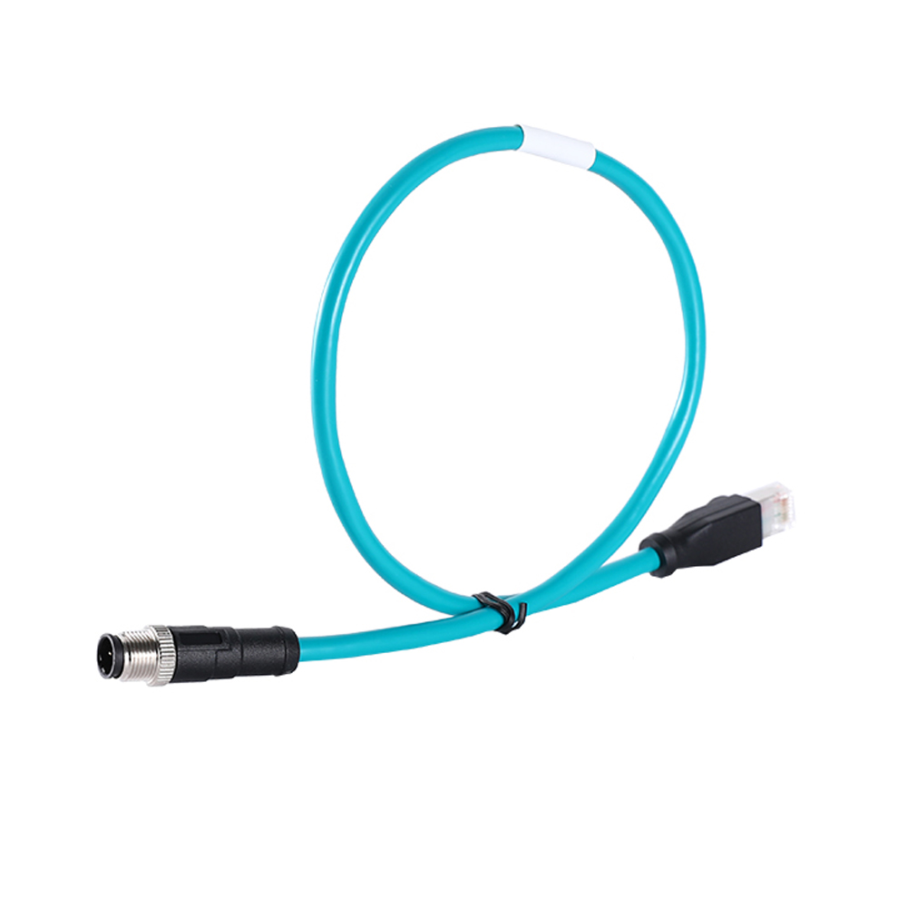 Cable M12 de 4 pines macho con codificación D a cat5 rj45