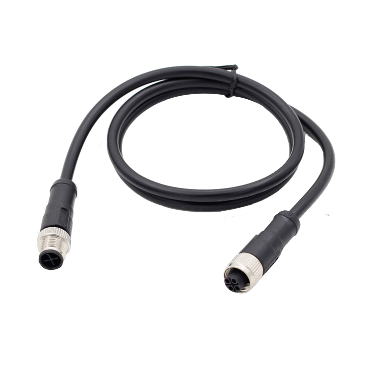 Connettore dritto femmina M12 a 4 poli A B D S Codice T Cavo in pvc puro