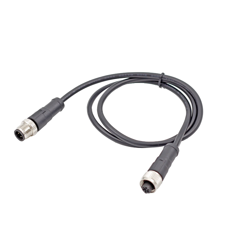 M12-A B C cable de conexión Contactos 3 4 5 pines macho hembra sin blindaje moldeado en cable M12x1 PUR negro