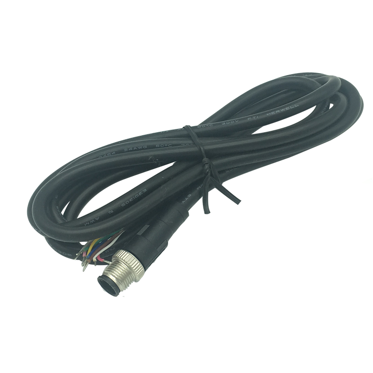 M12-A B C Cavo di collegamento Contatti 3 4 5 pin maschio femmina non schermato stampato sul cavo M12x1 PUR nero