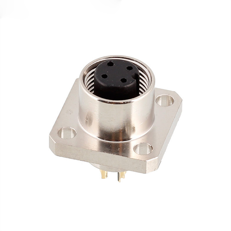 M12 A B D 3 4 5 core coded  square flange socket mounting connector