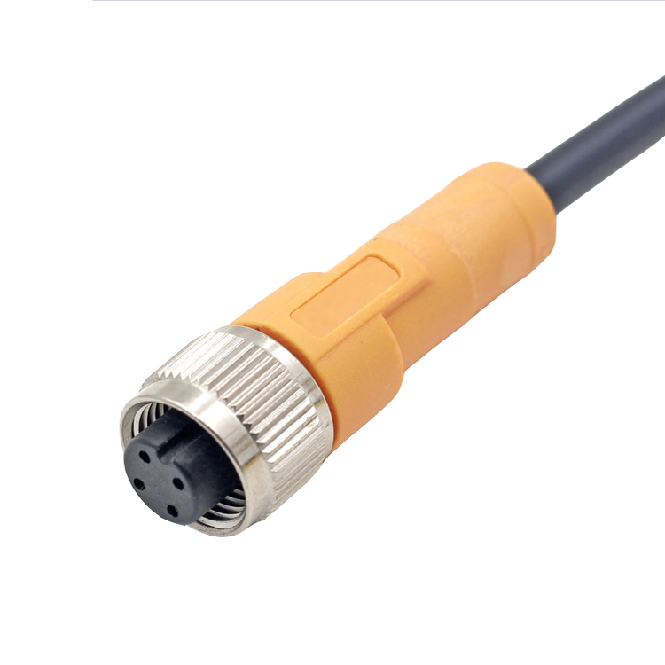 M12 A B Código D macho conector hembra recto cable de pvc de color naranja 3 metros