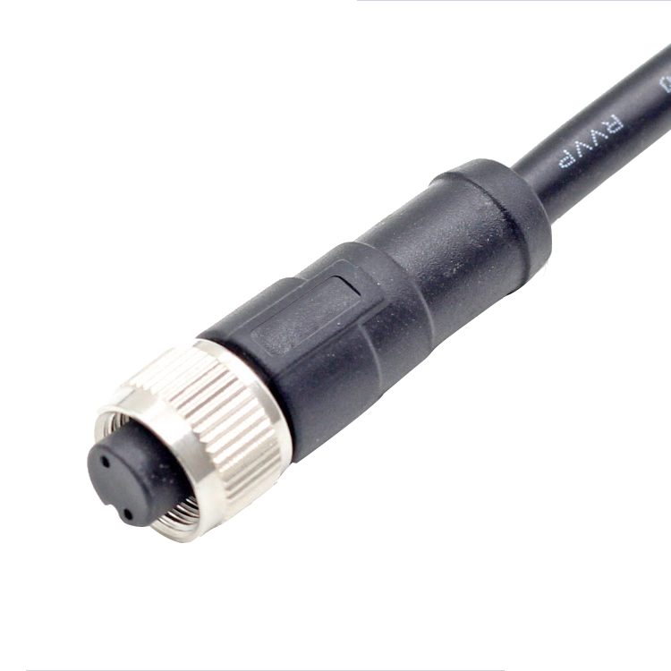 M12 A code 2 pin female straight connector PVC PUR jacket 1 Meter