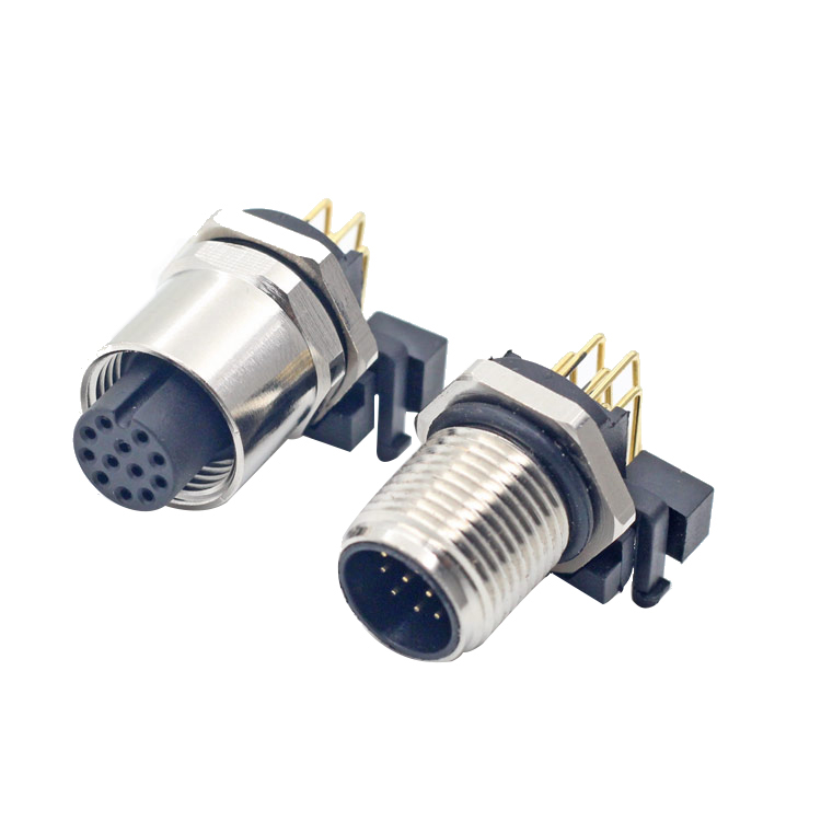 M12 A código 8 pines macho a M12 A código hembra ángulo recto conector PCB