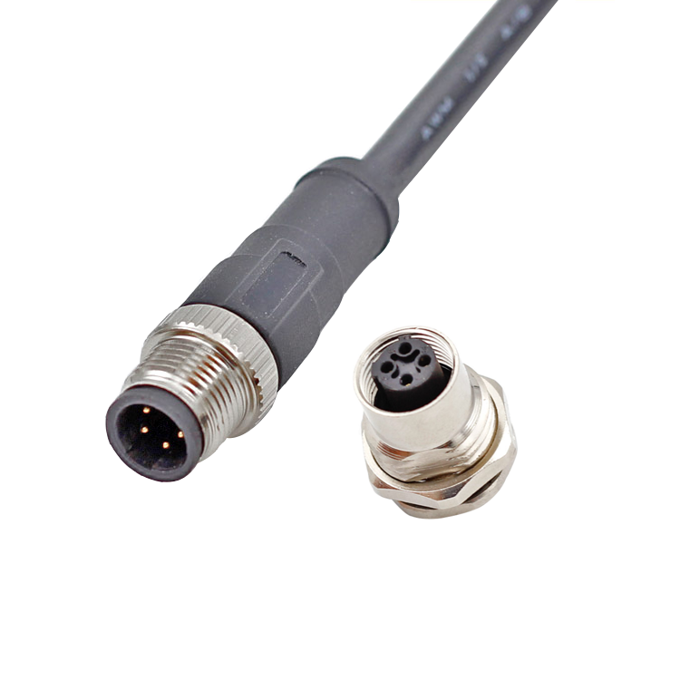 Conector de código M12 C 3 4 5 6 pines montaje en panel frontal o posterior Conector M12
