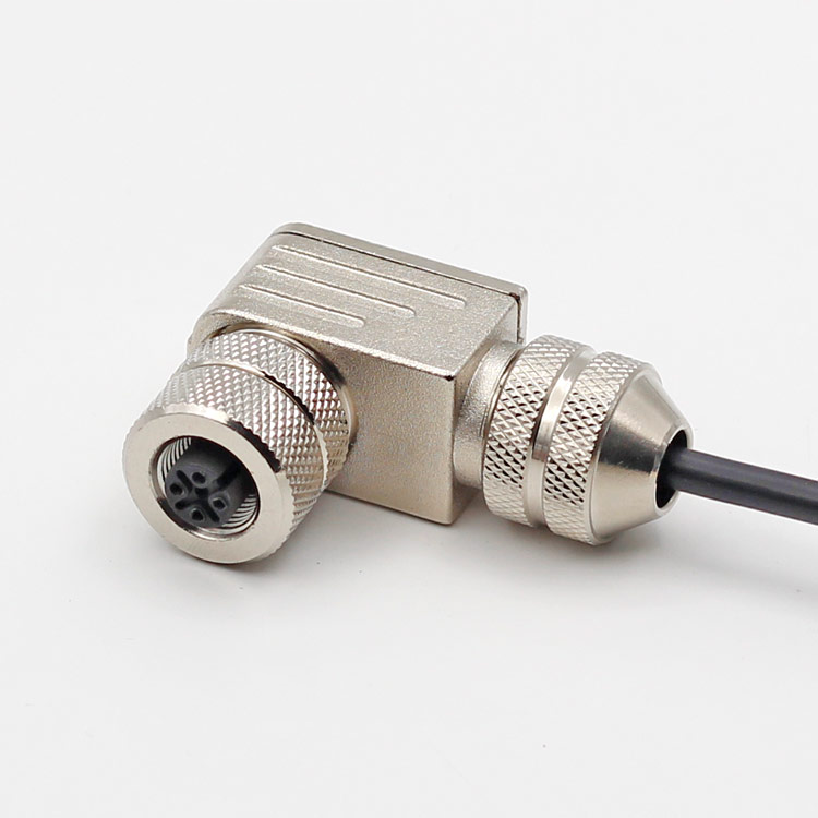 Conector M12 Conjunto de protección de metal en ángulo 3 4 5 Conector a prueba de agua de 8 pines