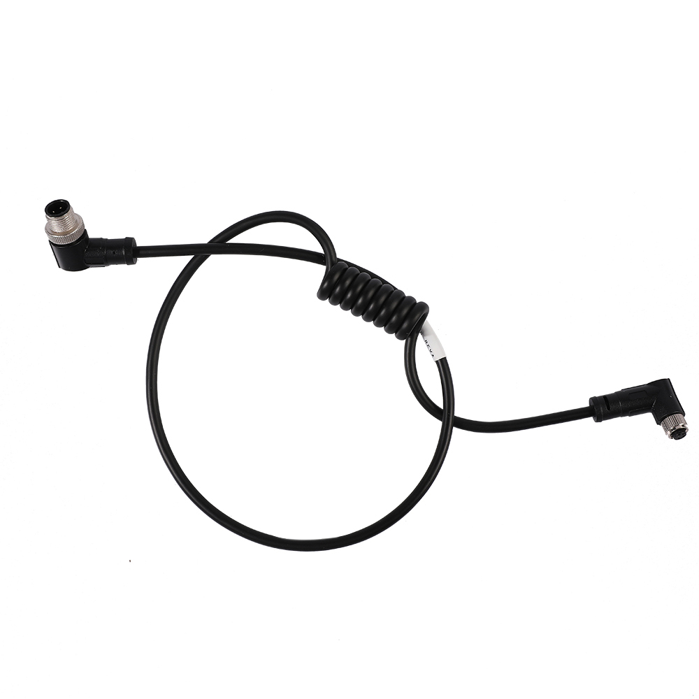 M12 large nut 90 degree male to M8 right angle female cable