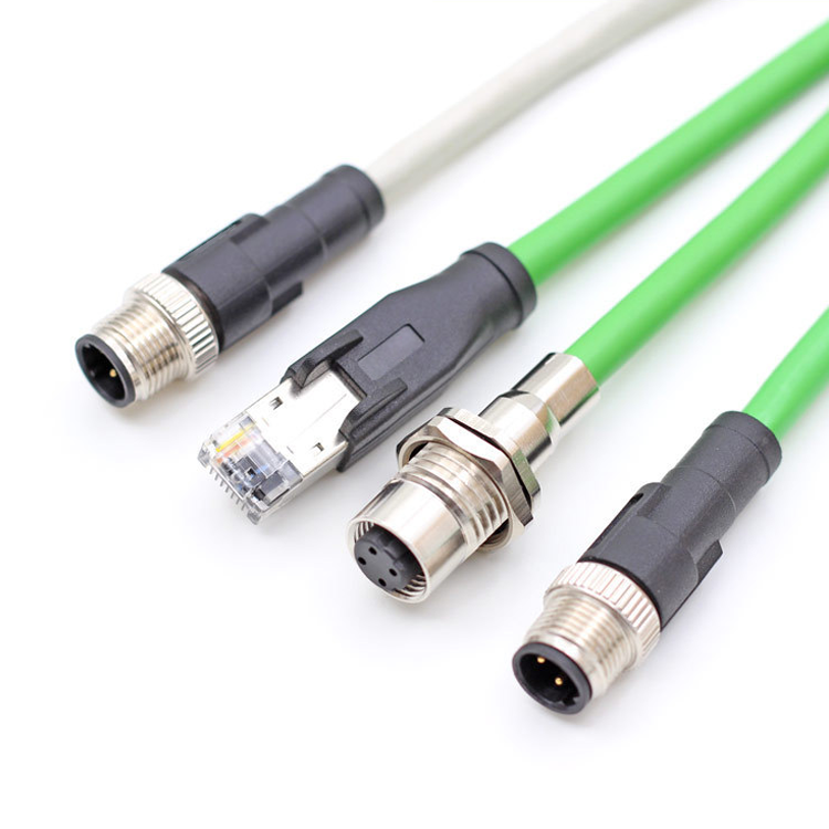 M12 x coded panel mount shield cable to RJ45 CAT5E CAT6A ethernet cable
