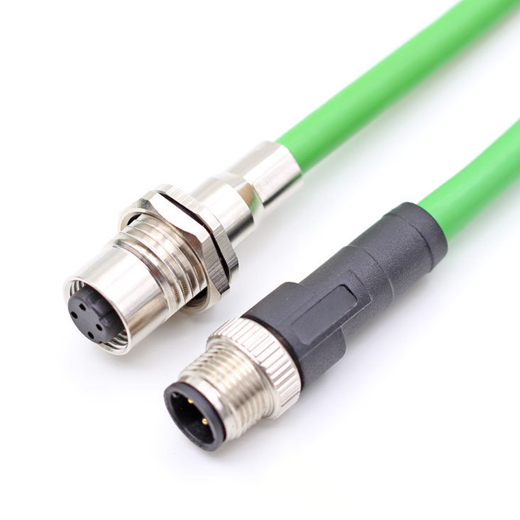 M12 x coded panel mount shield cable to RJ45 CAT5E CAT6A ethernet cable