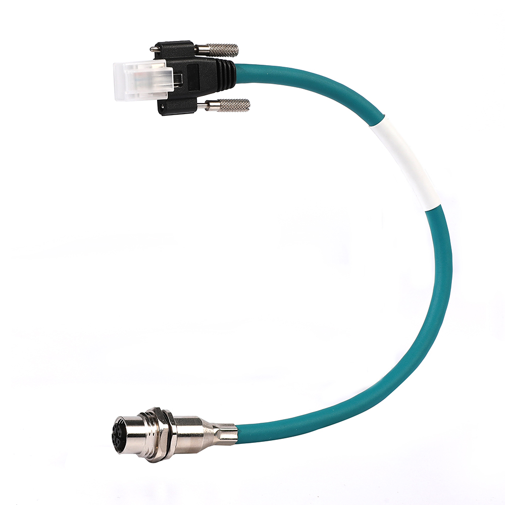 M12 x coded receptacle to RJ45 lock screw cable