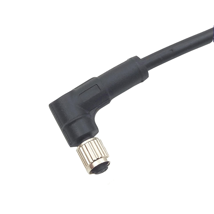 M5 A código 3 pines hembra de ángulo recto eblow tipo moldeado de cable de pvc