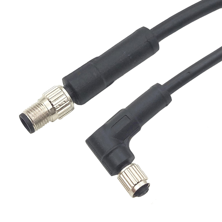 M5 A código 3 pines hembra de ángulo recto eblow tipo moldeado de cable de pvc