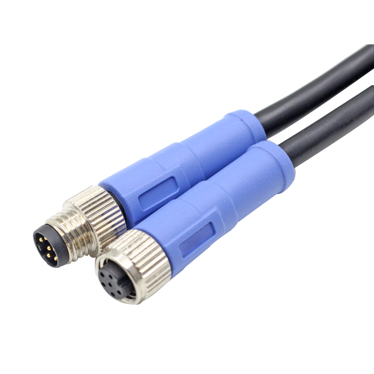 Câble spiralé à gaine en PVC pur à connecteur droit M8 à 4 broches