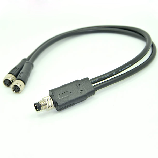 M8 A B D-Code 4-Pin-Stecker auf zwei 4-polige M8-Splitter-Verbindungskabel