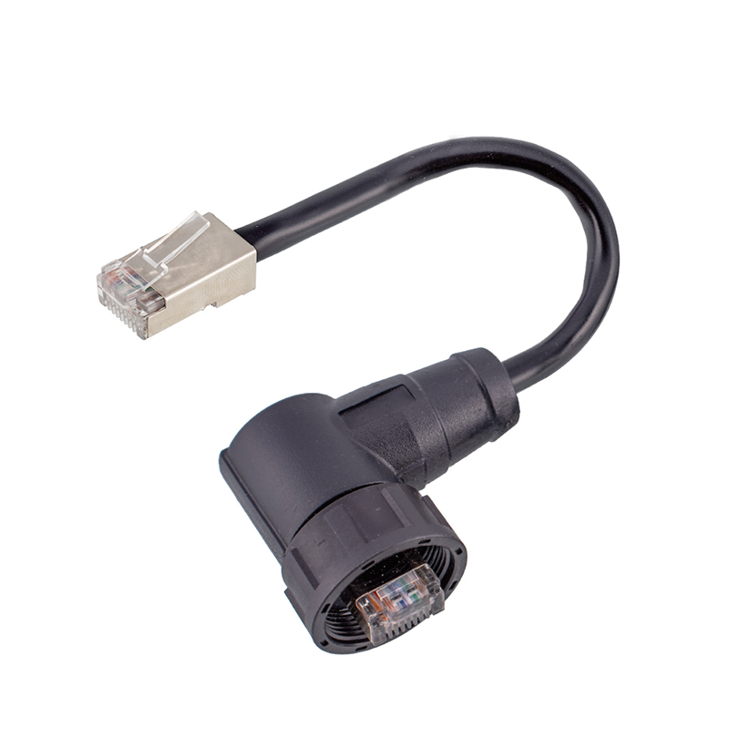 RJ45 right angle male plastic plug (thread)