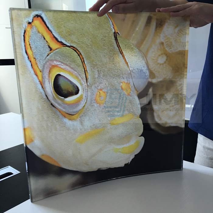 Digital printing decorative structural laminated curved glass