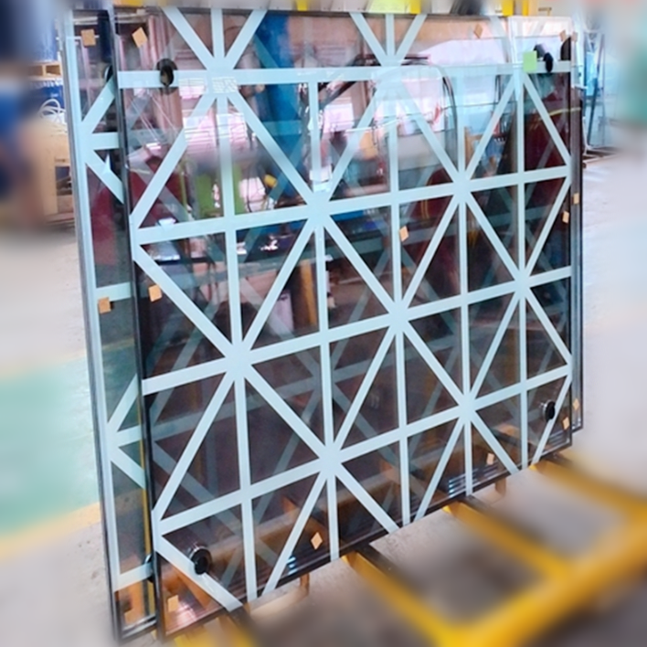 China architectural ceramic fritted IGU glass, interior and exterior decoration Ceramic frit painted glass, silk screen printing insulating glass suppliers
