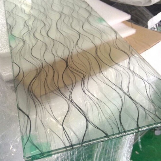 High quality 4+4mm PVB decoration laminated fabric glass manufacturers