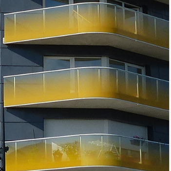 Interior and Exterior 554 tempered laminated glass balustrade, 11.52mm ceramic printed glass for balcony, 5+5mm VSG ceramic frit balustrade glass factory