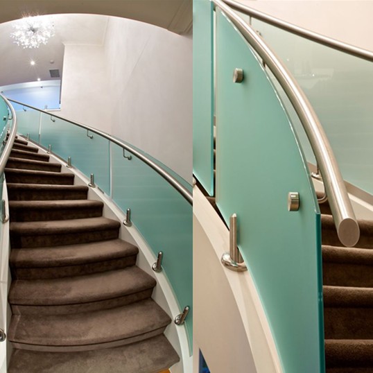 Shenzhen balustrade glass factory 19mm tempered glass handrail railings for sale