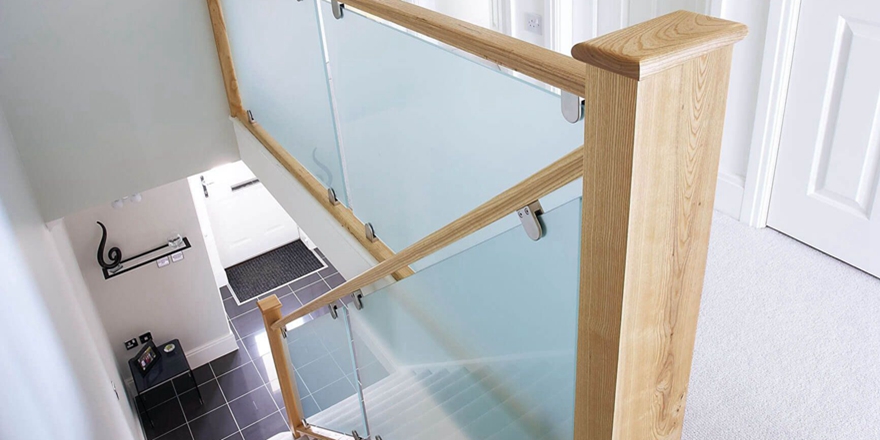 frosted glass for stair railing privacy acid etched glass