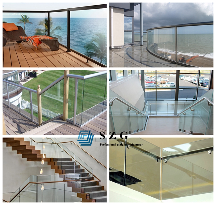 10.76mm laminated glass railing, 552 laminated glass balustrade, 5+5 toughened glass railing, sandwich glass