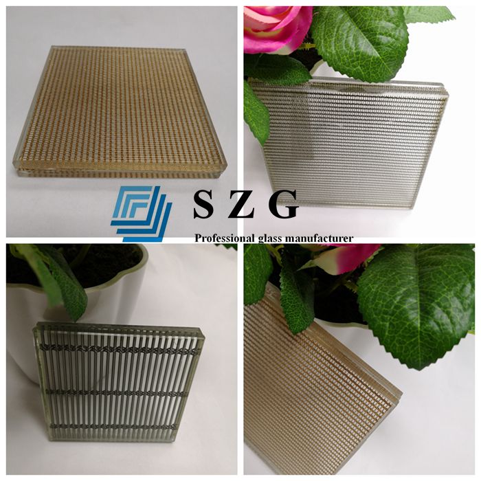 21.52 wire mesh laminated glass price, wire mesh toughened laminated glass, wire mesh tempered sandwich glass, wire mesh VSG ESG, EVA tempered laminated security glass, glass for decoration