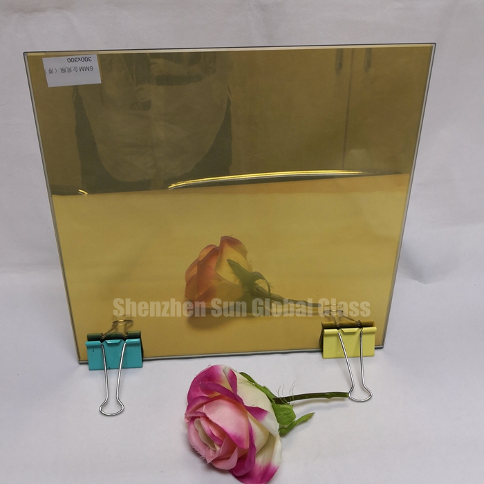 6mm gold reflective tempered glass
