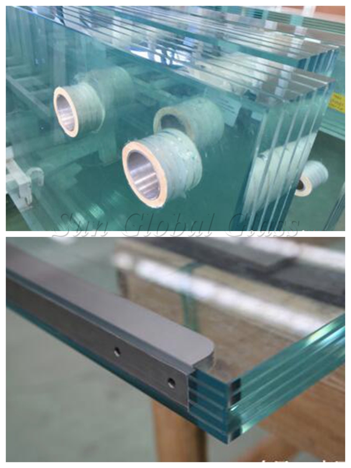 Low iron tempered laminated glass, polylaminate laminated glass, 50.56mm tempered safety glass flooring, anti slip glass, anti slip laminated glass, 50.56mm anti slip glass floor, tempered sandwich glass, PVB laminated glass, transparent toughened laminated glass